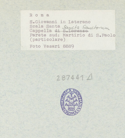 Rückseite von Vasari [https://www.deutsche-digitale-bibliothek.de/content/lizenzen/rv-ez/] FreskenzyklusMartyrium des heiligen Paulus - Detail: Soldatenfigur rechts außen, bh287441_recto. Foto.