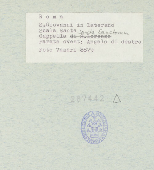 Rückseite von Vasari [https://www.deutsche-digitale-bibliothek.de/content/lizenzen/rv-ez/] FreskenzyklusEngelspaare - Westseite, Engel rechts, bh287442_recto. Foto.