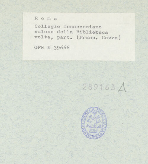 Rückseite von ICCD [https://www.deutsche-digitale-bibliothek.de/content/lizenzen/rv-ez/] Apotheose der Theologie - Detail zwischen Theologie un Glaube : Putto mit Früchten und Weinrebe, bh289163_recto. Foto.