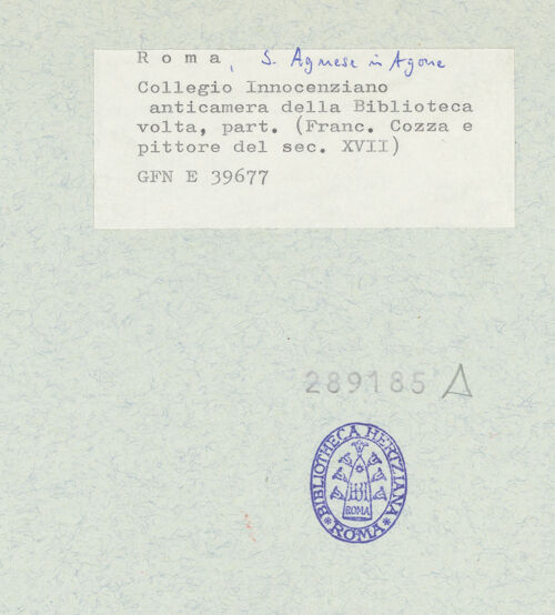 Rückseite von ICCD [https://www.deutsche-digitale-bibliothek.de/content/lizenzen/rv-ez/] Allegorien und Szenen aus der römischen Geschichte - Seitliches schmales Bildfeld, Gesamtansicht, bh289185_recto. Foto.