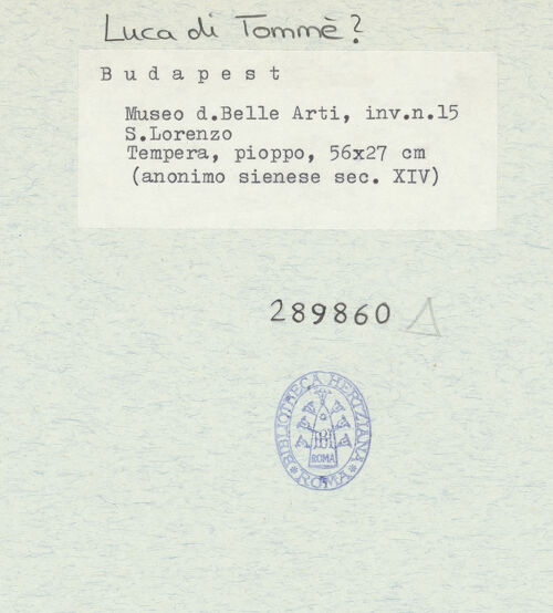 Rückseite von Szépmüvészeti Múzeum [https://www.deutsche-digitale-bibliothek.de/content/lizenzen/rv-ez/] Der heilige Laurentius - , bh289860_recto. Foto.