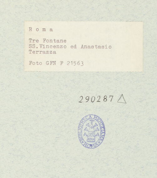 Rückseite von Istituto Nazionale per la Grafica [https://www.deutsche-digitale-bibliothek.de/content/lizenzen/rv-ez/] Vita Humana-Zyklus - Teilansicht der Terrasse mit den Wandfresken, bh290287_recto. Foto.