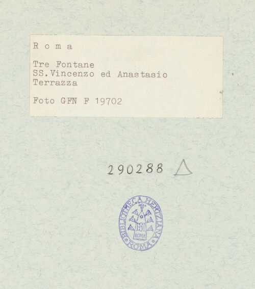 Rückseite von Istituto Nazionale per la Grafica [https://www.deutsche-digitale-bibliothek.de/content/lizenzen/rv-ez/] Vita Humana-Zyklus - Ansicht der Terrasse mit den Wandfresken, bh290288_recto. Foto.