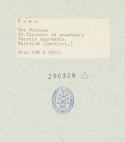 Rückseite von Istituto Nazionale per la Grafica [https://www.deutsche-digitale-bibliothek.de/content/lizenzen/rv-ez/] Fresken der Geburt Christi und einer MarienkrönungGeburt Christi - Hirten, bh290308_recto. Foto.