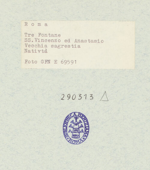 Rückseite von Istituto Nazionale per la Grafica [https://www.deutsche-digitale-bibliothek.de/content/lizenzen/rv-ez/] Fresken der Geburt Christi und einer MarienkrönungGeburt Christi - Zentrales Bildfeld, bh290313_recto. Foto.