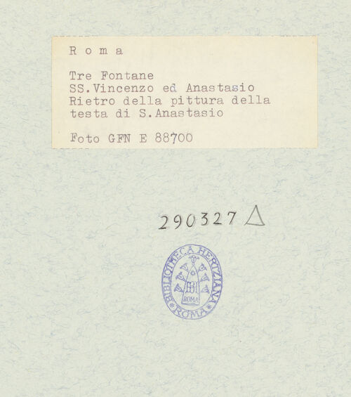 Rückseite von Istituto Nazionale per la Grafica [https://www.deutsche-digitale-bibliothek.de/content/lizenzen/rv-ez/] Reliquiar des heiligen Anastasius - Gemälderückseite, bh290327_recto. Foto.