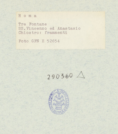 Rückseite von Istituto Nazionale per la Grafica [https://www.deutsche-digitale-bibliothek.de/content/lizenzen/rv-ez/] Inschriftenfragmente - Spätantike / frühchristliche Fragmente, bh290360_recto. Foto.