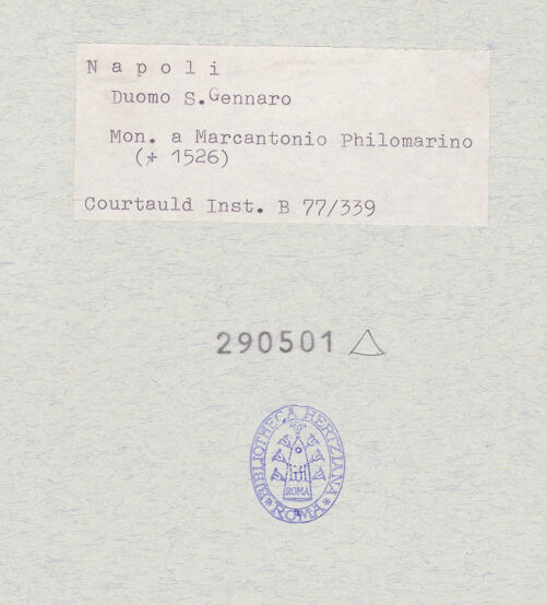 Rückseite von Courtauld Institute of Art [https://www.deutsche-digitale-bibliothek.de/content/lizenzen/rv-ez/] Denkmal des Marco Antonio Filomarino (gest. 1643) - Gesamtansicht, bh290501_recto. Foto.