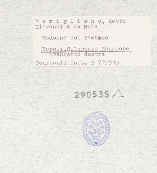 Rückseite von Courtauld Institute [https://www.deutsche-digitale-bibliothek.de/content/lizenzen/rv-ez/] Madonna - Gesamtansicht, bh290535_recto. Foto.