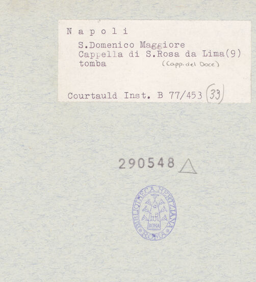 Rückseite von Courtauld Institute of Art [https://www.deutsche-digitale-bibliothek.de/content/lizenzen/rv-ez/] Grabmal des Annibale del Doce (gest. 1519) - Gesamtansicht, bh290548_recto. Foto.