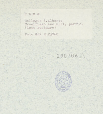 Rückseite von ICCD [https://www.deutsche-digitale-bibliothek.de/content/lizenzen/rv-ez/] Kruzifix - Detail; nach der Restaurierung, bh290706_recto. Foto.