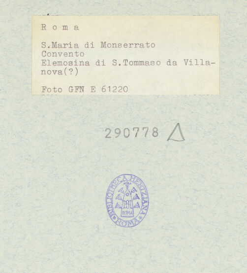 Rückseite von ICCD [https://rightsstatements.org/page/CNE/1.0/] Thomas von Villanova (?) - , bh290778_recto. Foto.