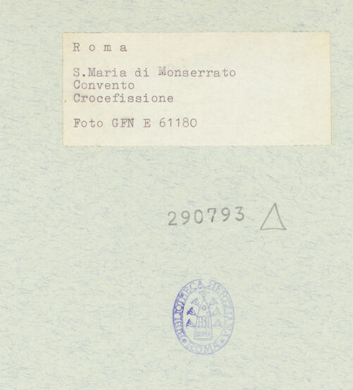 Rückseite von ICCD [https://rightsstatements.org/page/CNE/1.0/] Kreuzigung - , bh290793_recto. Foto.