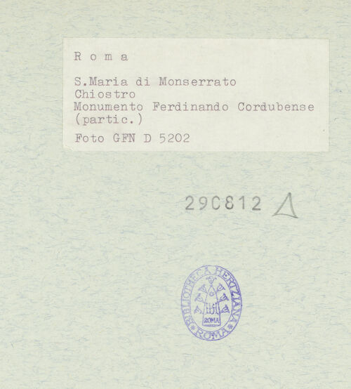 Rückseite von ICCD [https://rightsstatements.org/page/CNE/1.0/] Grabmal des Ferdinando (Fernando) de Córdoba (+1486) - Detail Architektur, bh290812_recto. Foto.