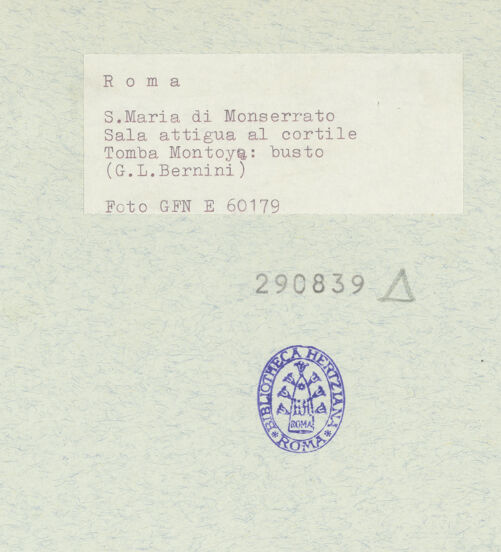 Rückseite von ICCD [https://www.deutsche-digitale-bibliothek.de/content/lizenzen/rv-ez/] Grabmal des Pedro Foix de MontoyaBüste des Pedro Foix de Montoya - Nahaufnahme von rechts, bh290839_recto. Foto.