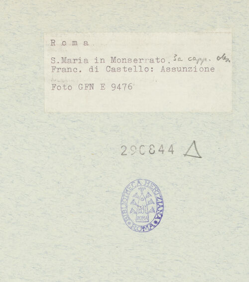 Rückseite von ICCD [https://rightsstatements.org/page/CNE/1.0/] Mariä Himmelfahrt - , bh290844_recto. Foto.