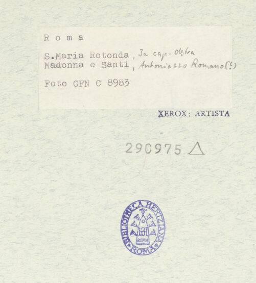 Rückseite von ICCD [https://www.deutsche-digitale-bibliothek.de/content/lizenzen/rv-ez/] Madonna della Clemenza - Gesamtansicht, bh290975_recto. Foto.