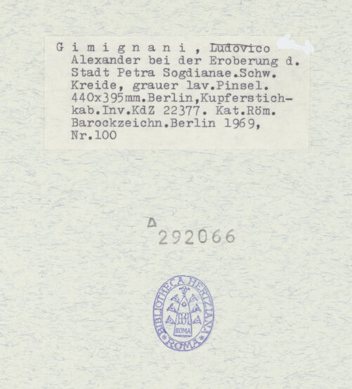 Rückseite von Kupferstichkabinett Berlin SMB-PK [https://rightsstatements.org/page/CNE/1.0/] Alexander bei der Eroberung der Festung von Petra - , bh292066_recto. Foto.