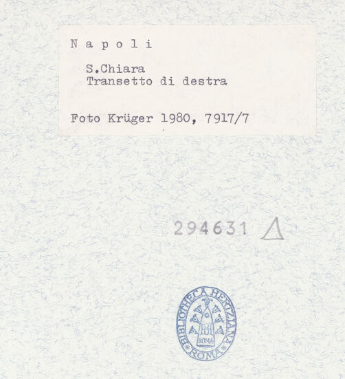 Rückseite von Krüger, Jürgen [https://www.deutsche-digitale-bibliothek.de/content/lizenzen/rv-fz/] Santa Chiara - Rechte Kapelle, bh294631_recto. Foto: Krüger, Jürgen.