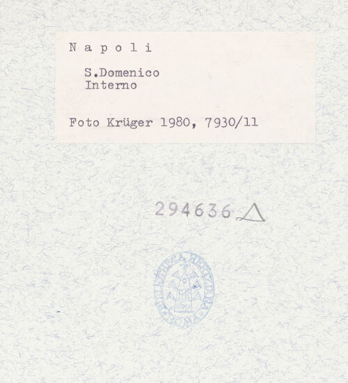 Rückseite von Krüger, Jürgen [https://www.deutsche-digitale-bibliothek.de/content/lizenzen/rv-fz/] San Domenico Maggiore - Seitenansicht von links, bh294636_recto. Foto.