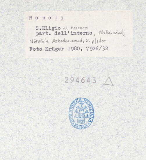 Rückseite von Krüger, Jürgen [https://www.deutsche-digitale-bibliothek.de/content/lizenzen/rv-fz/] Sant'Eligio al Mercato - Detail des zweiten Nordpfeilers, bh294643_recto. Foto: Krüger, Jürgen.