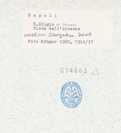 Rückseite von Krüger, Jürgen [https://www.deutsche-digitale-bibliothek.de/content/lizenzen/rv-fz/] Sant'Eligio al Mercato - Nördlicher Obergaden, Detail, bh294663_recto. Foto: Krüger, Jürgen.