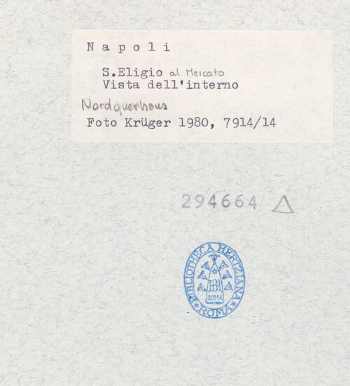 Rückseite von Krüger, Jürgen [https://www.deutsche-digitale-bibliothek.de/content/lizenzen/rv-fz/] Sant'Eligio al Mercato - Nordquerhaus von Südosten, bh294664_recto. Foto: Krüger, Jürgen.