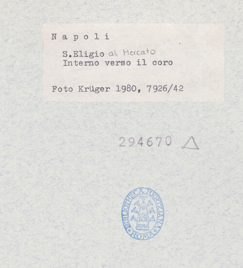 Rückseite von Krüger, Jürgen [https://www.deutsche-digitale-bibliothek.de/content/lizenzen/rv-fz/] Sant'Eligio al Mercato - Ansicht von Westen, bh294670_recto. Foto: Krüger, Jürgen.