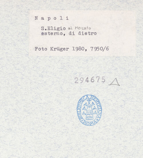 Rückseite von Krüger, Jürgen [https://www.deutsche-digitale-bibliothek.de/content/lizenzen/rv-fz/] Sant'Eligio al Mercato - Ansicht von Südosten, bh294675_recto. Foto: Krüger, Jürgen.