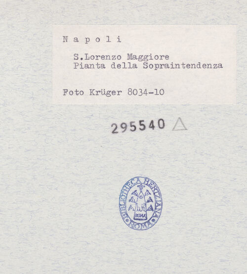 Rückseite von Krüger, Jürgen [https://www.deutsche-digitale-bibliothek.de/content/lizenzen/rv-fz/] San Lorenzo Maggiore - Grundriss (Soprintendenza), bh295540_recto. Foto: Krüger, Jürgen.