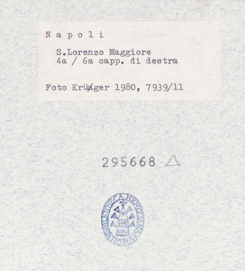 Rückseite von Bibliotheca Hertziana [https://www.deutsche-digitale-bibliothek.de/content/lizenzen/rv-fz/] San Lorenzo MaggioreSüdarkade - 4. - 6. Bogen, bh295668_recto. Foto: Krüger, Jürgen.