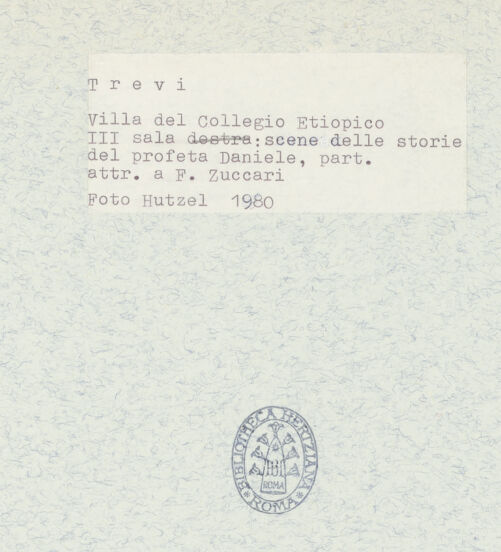 Rückseite von Getty Research Institute [https://www.deutsche-digitale-bibliothek.de/content/lizenzen/rv-ez/] Dekorationsprogramm mit Personifikationen und Szenen aus der Geschichte DanielsVon Putten umrahmte Kartusche mit der Darstellung der Perseveranza - Gesamtansicht, bh296399_recto. Foto: Hutzel, Max.