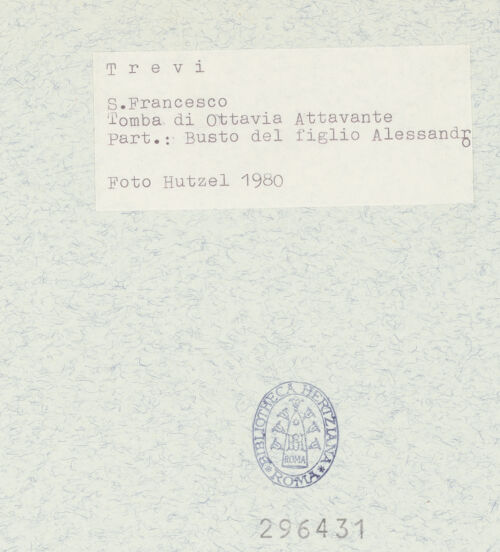 Rückseite von Getty Research Institute [https://www.deutsche-digitale-bibliothek.de/content/lizenzen/rv-ez/] Grabmal von Ottavia (gest. 1576) und Alessandro Valenti (gest. 1577) - Detail: Büste der Alessandro Valenti, bh296431_recto. Foto: Hutzel, Max.