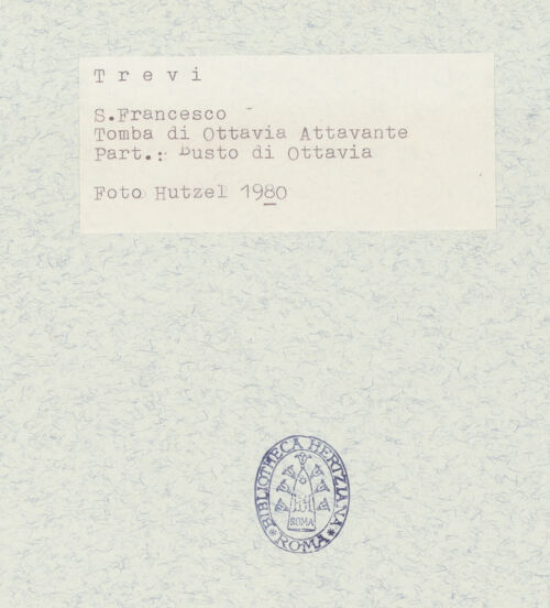 Rückseite von Getty Research Institute [https://www.deutsche-digitale-bibliothek.de/content/lizenzen/rv-ez/] Grabmal von Ottavia (gest. 1576) und Alessandro Valenti (gest. 1577) - Detail: Büste der Ottavia Valenti, bh296432_recto. Foto: Hutzel, Max.