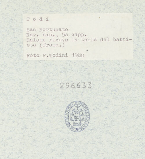 Rückseite von Todini, Filippo [https://www.deutsche-digitale-bibliothek.de/content/lizenzen/rv-ez/] Szenen aus dem Leben Johannes des TäufersGastmahl des Herodes - Gesamtansicht des erhaltenen Fragments, bh296633_recto. Foto.