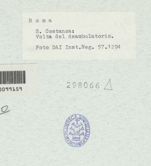 Rückseite von DAI [https://www.deutsche-digitale-bibliothek.de/content/lizenzen/rv-ez/] Mausoleo di Santa CostanzaInnenraum - Gewölbe im Umgang, bh298066_recto. Foto.