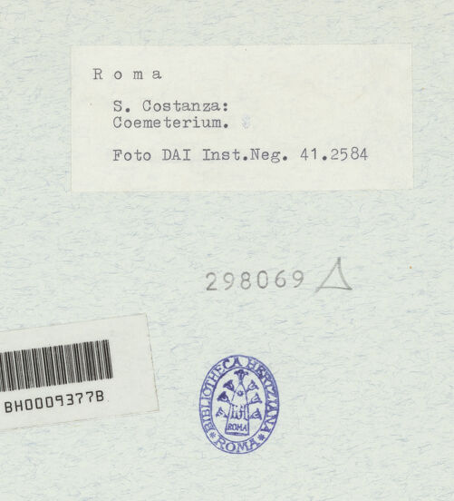 Rückseite von DAI [https://www.deutsche-digitale-bibliothek.de/content/lizenzen/rv-ez/] Coemeterium Agnetis - , bh298069_recto. Foto.