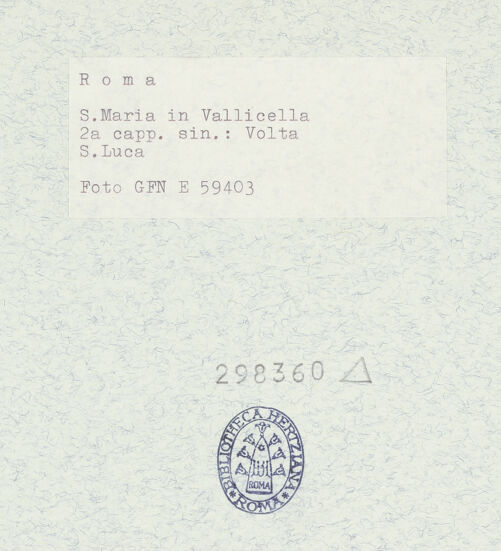 Rückseite von ICCD [https://www.deutsche-digitale-bibliothek.de/content/lizenzen/rv-ez/] Gewölbe- und ArkadenbogendekorationDie Heiligen Paulus, Markus und LukasDer Evangelist Lukas - , bh298360_recto. Foto.