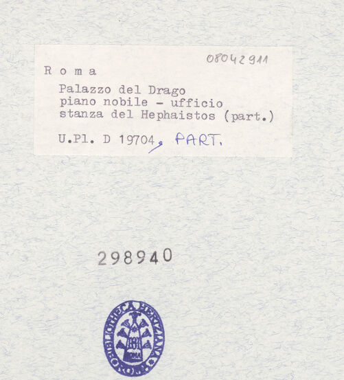 Rückseite von Bibliotheca Hertziana [https://www.deutsche-digitale-bibliothek.de/content/lizenzen/rv-fz/] Die Schmiede des Vulcan - , bh298940_recto. Foto.