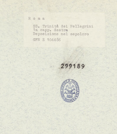 Rückseite von ICCD (GFN) [https://www.deutsche-digitale-bibliothek.de/content/lizenzen/rv-ez/] Grabtragung Christi - Gesamtansicht, bh299189_recto. Foto.