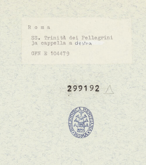 Rückseite von ICCD (GFN) [https://www.deutsche-digitale-bibliothek.de/content/lizenzen/rv-ez/] Santissima Trinità dei PellegriniCappella di San Giovanni Battista - Gesamtansicht, bh299192_recto. Foto.
