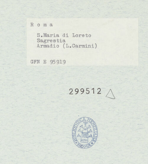 Rückseite von ICCD [https://www.deutsche-digitale-bibliothek.de/content/lizenzen/rv-ez/] Santa Maria di LoretoSakristei - Innenansicht, Ausschnitt, bh299512_recto. Foto.