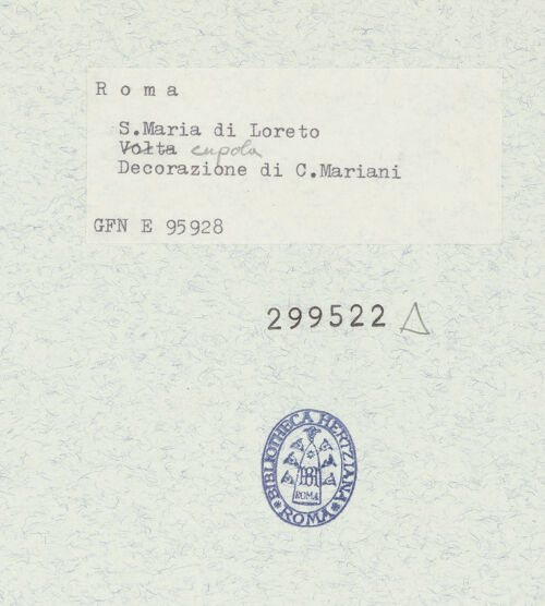 Rückseite von ICCD [https://www.deutsche-digitale-bibliothek.de/content/lizenzen/rv-ez/] Sibyllen, Propheten, Engel und HeiligeSegment: Sibylle, Heiliger Bartholomäus und Engel - Kuppelwölbung, Ausschnitt, bh299522_recto. Foto.