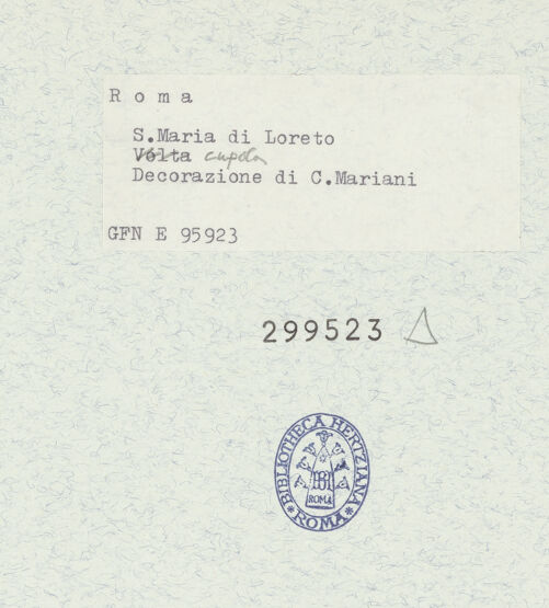 Rückseite von ICCD [https://www.deutsche-digitale-bibliothek.de/content/lizenzen/rv-ez/] Sibyllen, Propheten, Engel und HeiligeSegment: Heiliger Hieronymus (?), Evangelist Johannes und Engel - Kuppelwölbung, Ausschnitt, bh299523_recto. Foto.