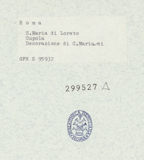 Rückseite von ICCD [https://www.deutsche-digitale-bibliothek.de/content/lizenzen/rv-ez/] Santa Maria di Loreto - Innenansicht Kuppel, bh299527_recto. Foto.