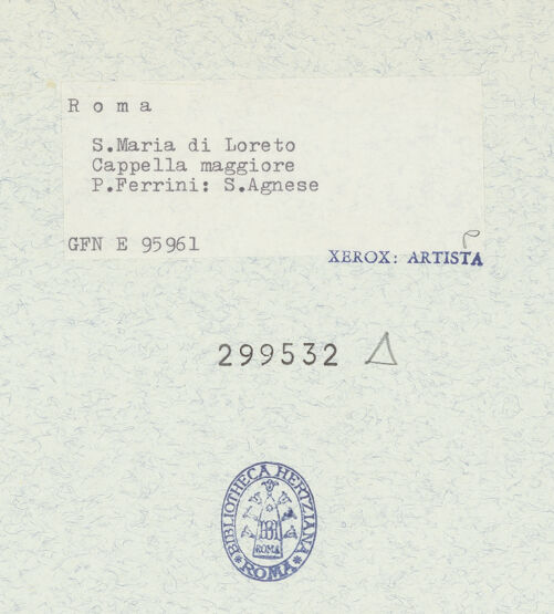 Rückseite von ICCD [https://www.deutsche-digitale-bibliothek.de/content/lizenzen/rv-ez/] Die heilige Agnes - Gesamtansicht, bh299532_recto. Foto.