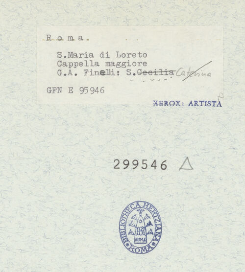 Rückseite von ICCD [https://www.deutsche-digitale-bibliothek.de/content/lizenzen/rv-ez/] Die heilige Cäcilie - Gesamtansicht, bh299546_recto. Foto.