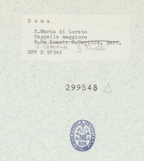 Rückseite von ICCD [https://www.deutsche-digitale-bibliothek.de/content/lizenzen/rv-ez/] Die heilige Cäcilie - Kopf und Schultern, bh299548_recto. Foto.