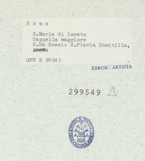 Rückseite von ICCD [https://www.deutsche-digitale-bibliothek.de/content/lizenzen/rv-ez/] Die heilige Flavia Domitilla - Gesamtansicht, bh299549_recto. Foto.