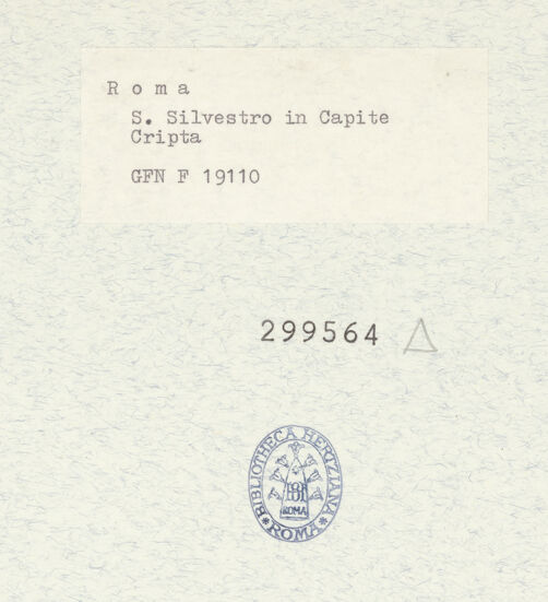 Rückseite von ICCD [https://www.deutsche-digitale-bibliothek.de/content/lizenzen/rv-ez/] San Silvestro in CapiteKrypta - rechte Wand, bh299564_recto. Foto.